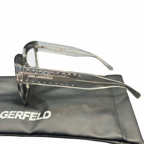 NWT Karl Lagerfeld Crystal Square Sunglasses + Padded Designer Case - Picture 2 of 4